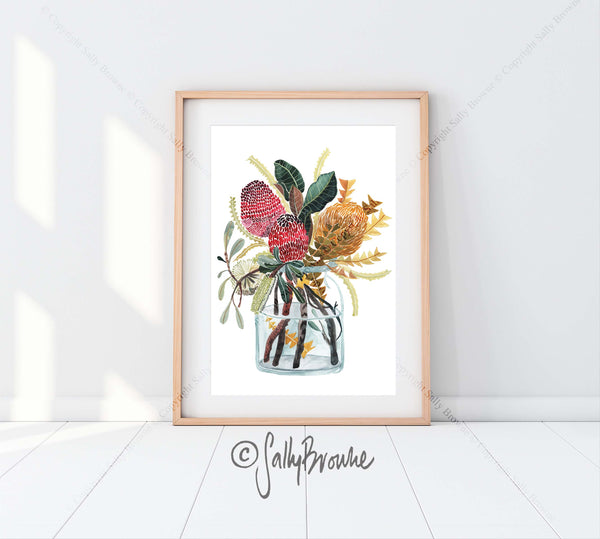 Banksia and Grandiflora Leaves, Limited Edition Signed Fine Art Print