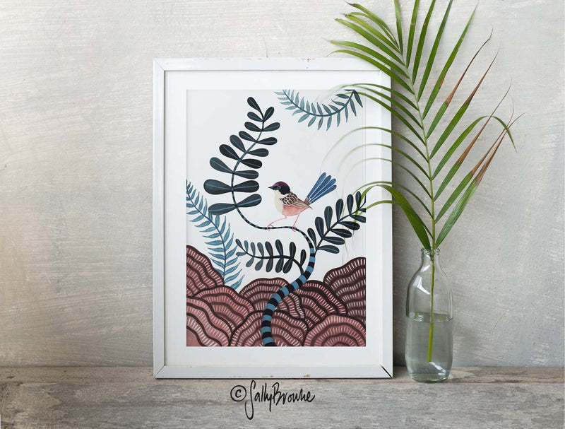 Purple Crowned Fairy Wren, Limited Edition Signed Fine Art Print