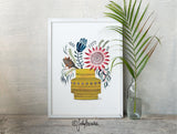 King Protea and Native Flowers in Yellow Rimini, Limited Edition Signed Fine Art Print