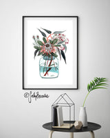 Mixed Natives in Blue Jar, Limited Edition Signed Fine Art Print