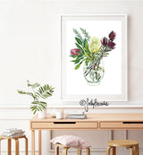 Proteas and Leucadendrons, Limited edition signed Fine Art Print