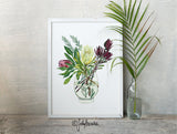 Proteas and Leucadendrons, Limited edition signed Fine Art Print