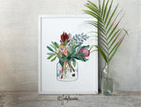 Proteas in Glass Jar Limited Edition Signed Fine Art Print