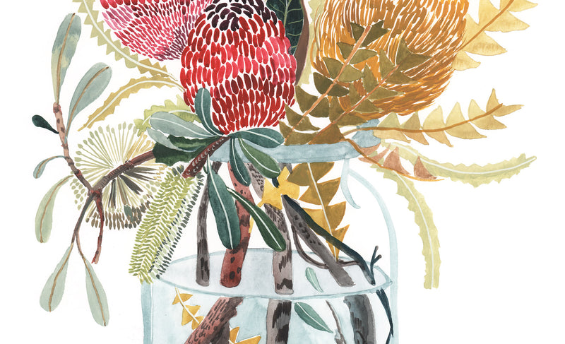 Banksia and Grandiflora Leaves, Limited Edition Signed Fine Art Print