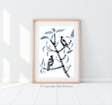 Two for Joy, Australian Magpie and Frangipani, Limited Edition Signed Fine Art print.