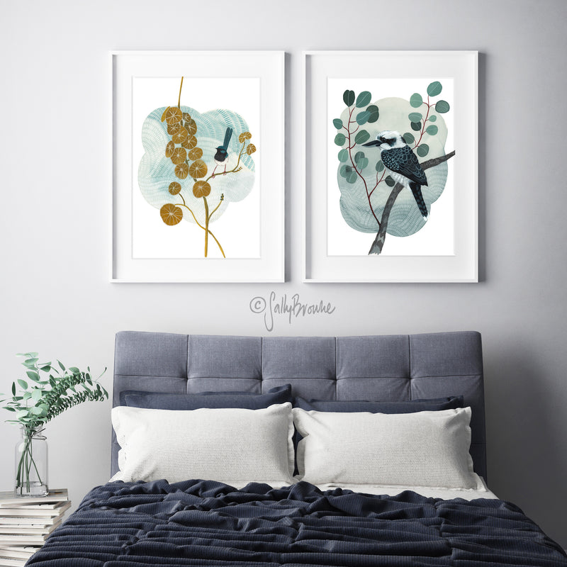Kawaii Fairy Wren and Stephania, Limited Edition Signed Fine Art Print